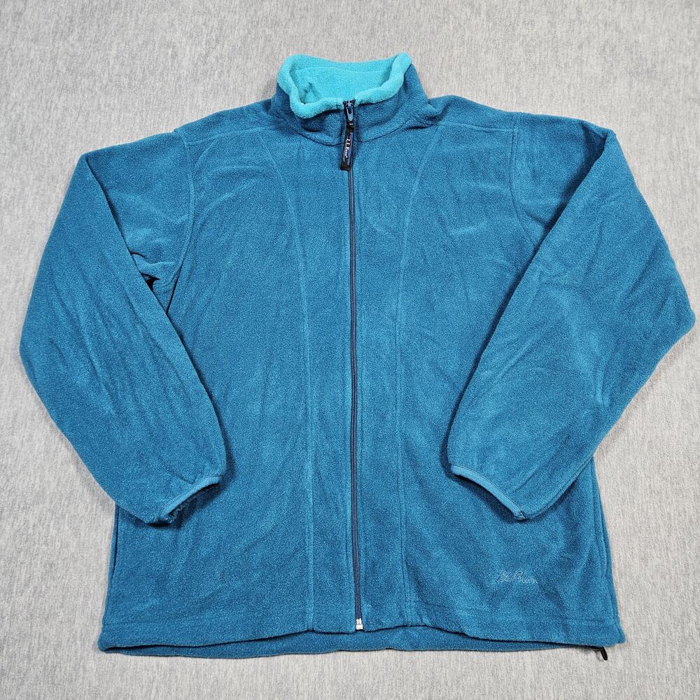 Vintage LL Bean Jacket Womens Large Teal Fleece Full Zip Made In USA